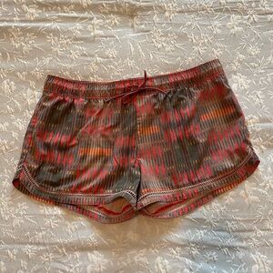 Prana Red and Gray Patterned Athletic Shorts large vacation